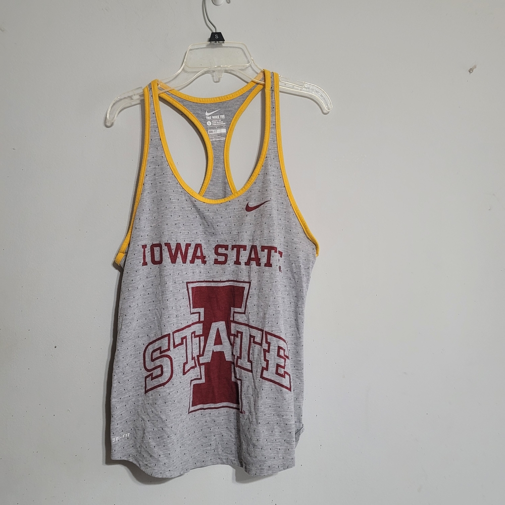 Nike Iowa State Cyclones‎ Womens Tank Top Size Large Cardinal Gold Racerbank Isu